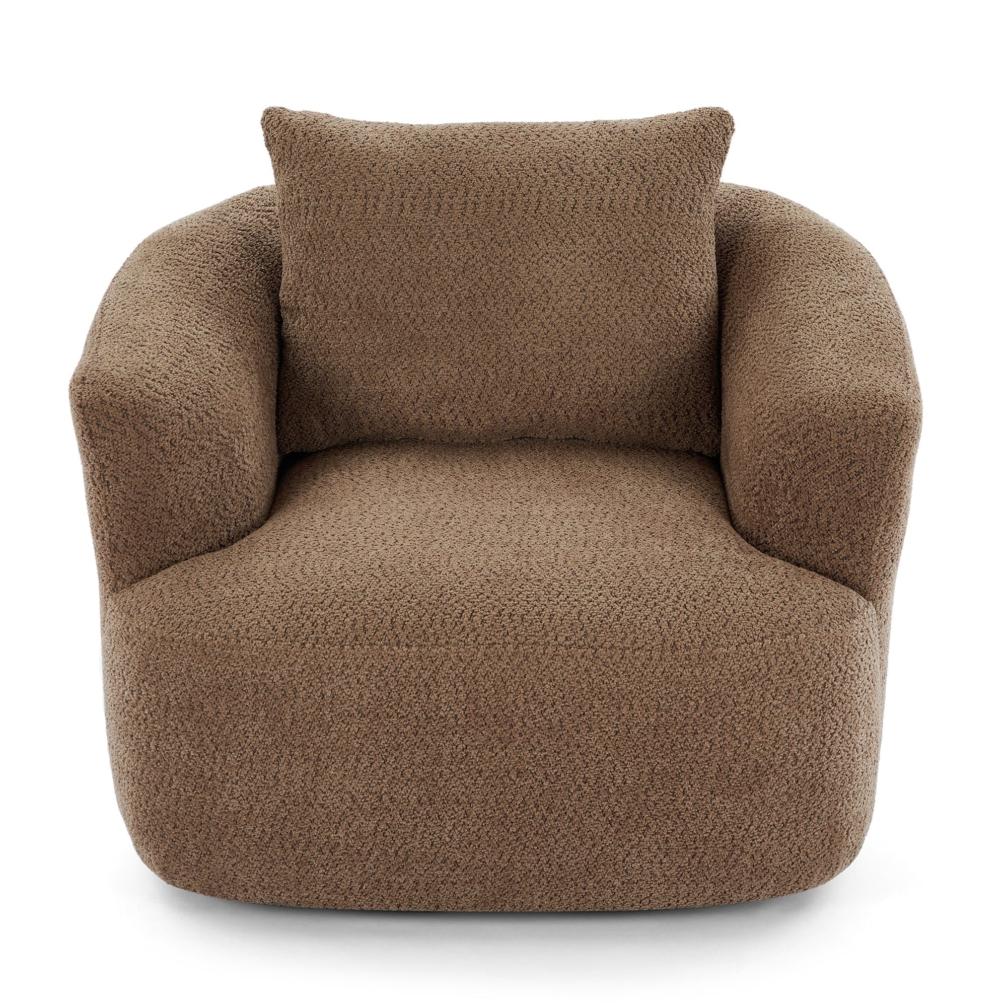 Fauteuil pivotant à 360°, fauteuil d'appoint en bouclette de 38,2 cm avec coussin décoratif, fauteuil-canapé rembourré avec accoudoirs incurvés