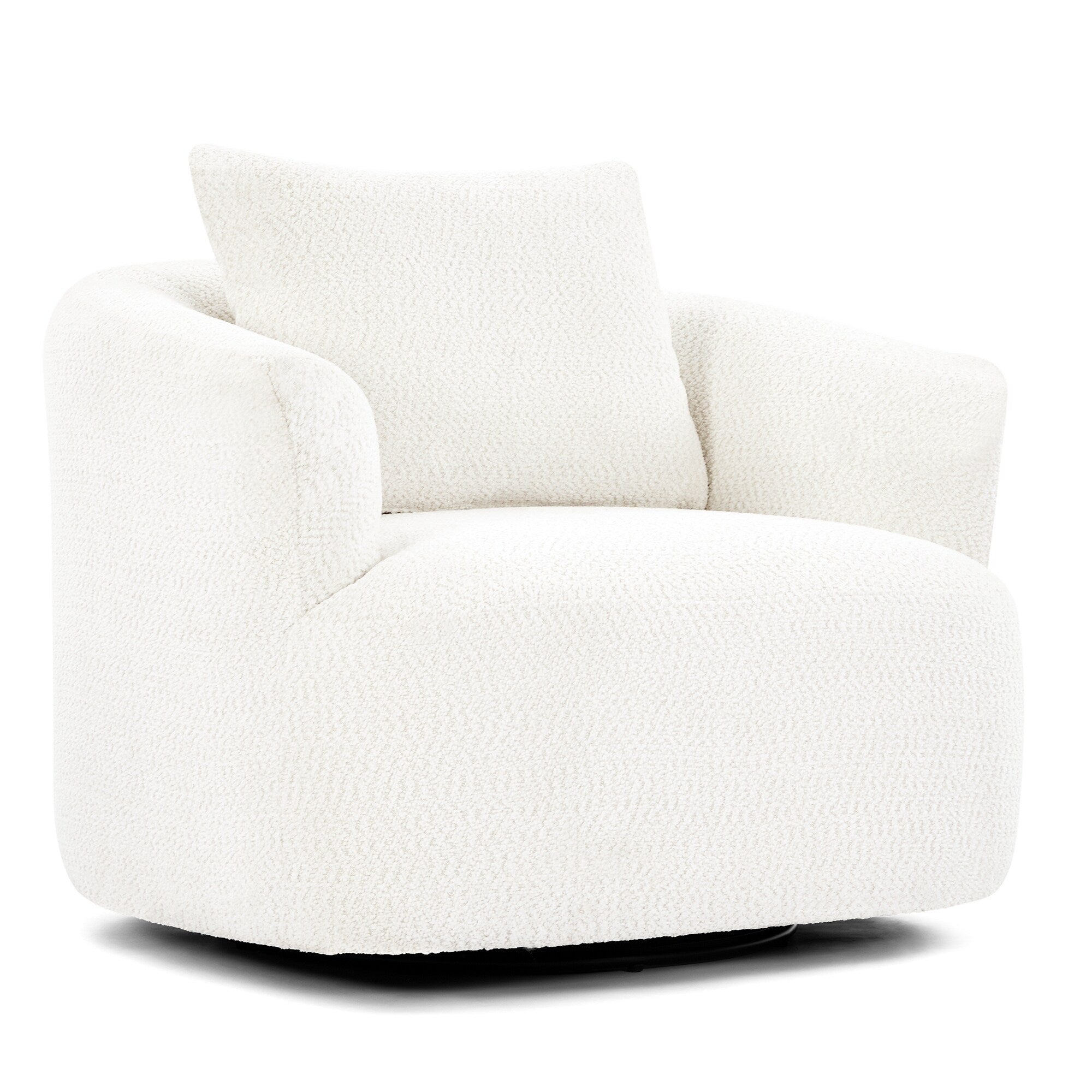 Fauteuil pivotant à 360°, fauteuil d'appoint en bouclette de 38,2 cm avec coussin décoratif, fauteuil-canapé rembourré avec accoudoirs incurvés