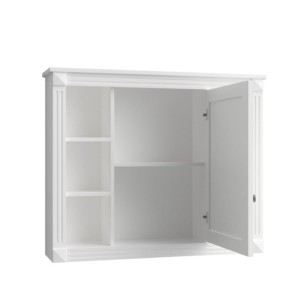 Meuble-lavabo moderne de 91 cm (36 pouces) pour salle de bain avec lavabo intégré et armoire à miroir, 2 portes et 2 tiroirs.