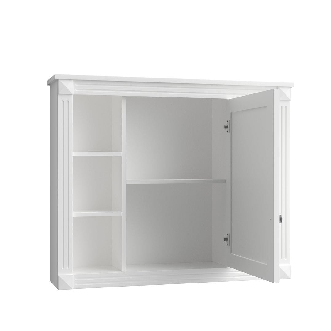 Meuble-lavabo moderne de 91 cm (36 pouces) pour salle de bain avec lavabo intégré et armoire à miroir, 2 portes et 2 tiroirs.