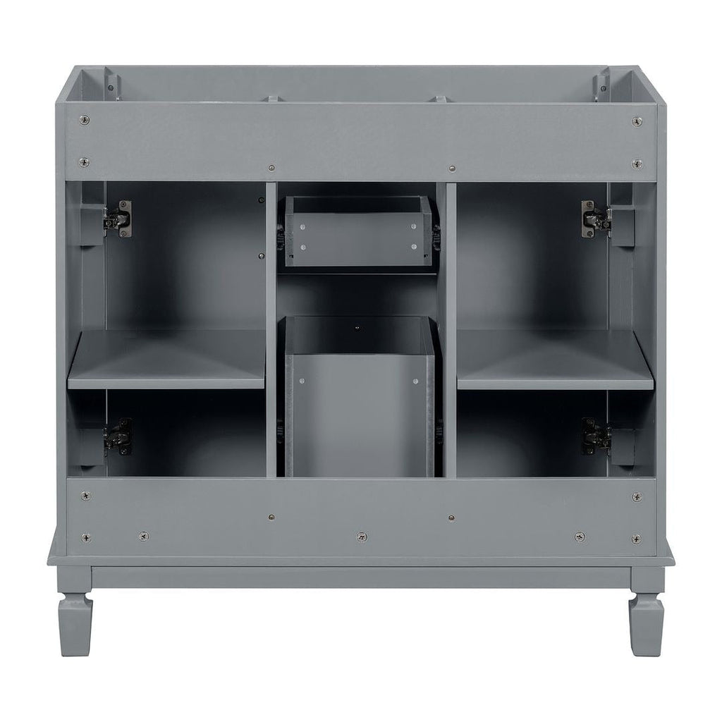 Meuble-lavabo moderne de 91 cm (36 pouces) pour salle de bain avec lavabo intégré et armoire à miroir, 2 portes et 2 tiroirs.