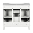 Meuble-lavabo moderne de 91 cm (36 pouces) pour salle de bain avec lavabo intégré et armoire à miroir, 2 portes et 2 tiroirs.