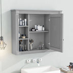 Meuble-lavabo moderne de 91 cm (36 pouces) pour salle de bain avec lavabo intégré et armoire à miroir, 2 portes et 2 tiroirs.