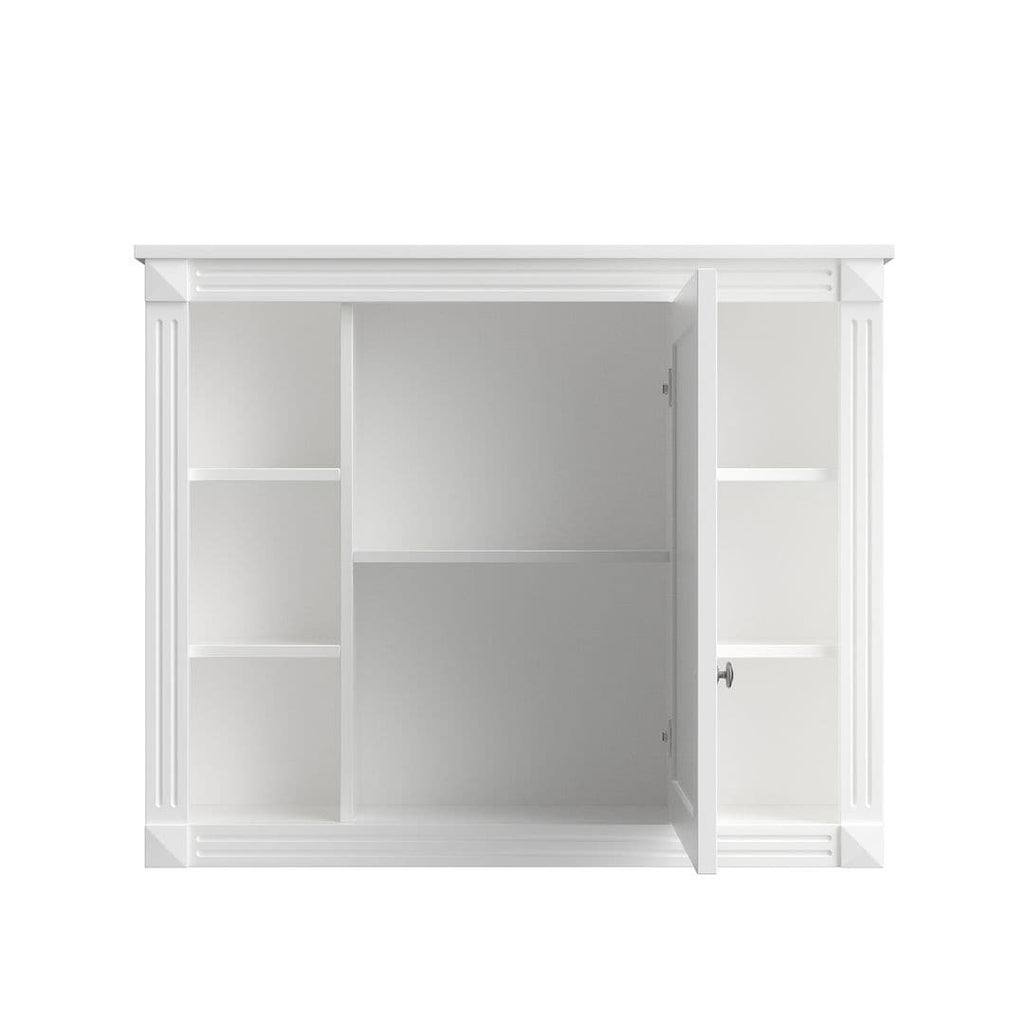 Meuble-lavabo moderne de 91 cm (36 pouces) pour salle de bain avec lavabo intégré et armoire à miroir, 2 portes et 2 tiroirs.