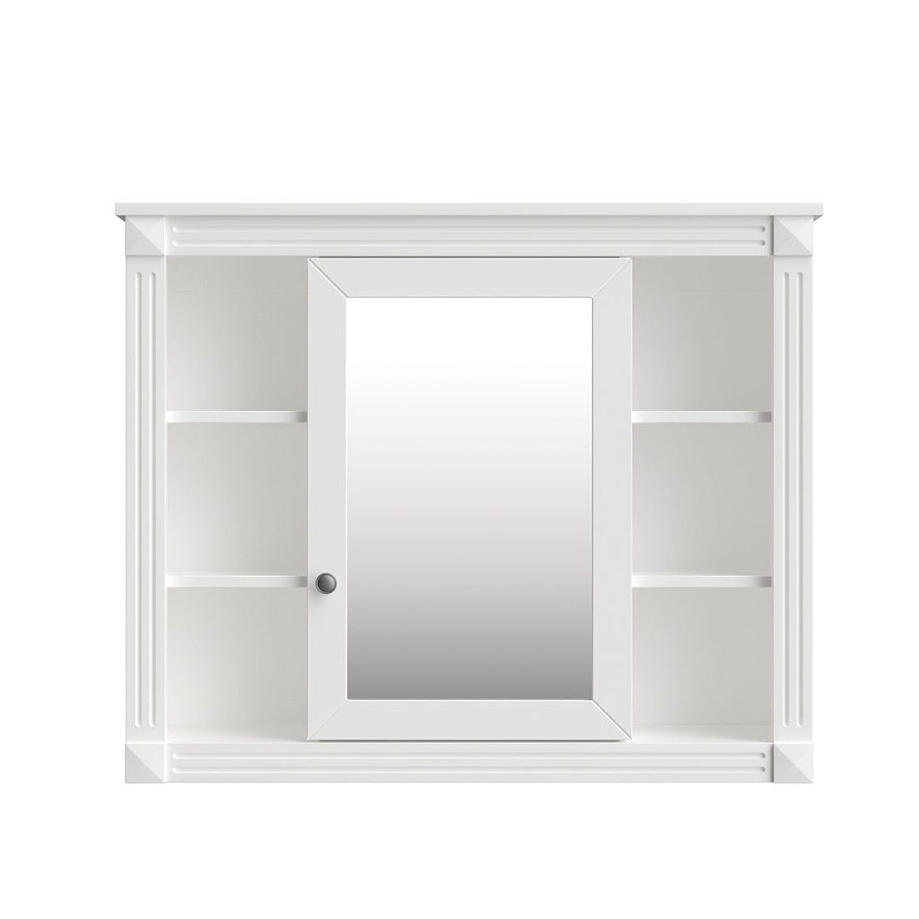 Meuble-lavabo moderne de 91 cm (36 pouces) pour salle de bain avec lavabo intégré et armoire à miroir, 2 portes et 2 tiroirs.