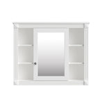 Meuble-lavabo moderne de 91 cm (36 pouces) pour salle de bain avec lavabo intégré et armoire à miroir, 2 portes et 2 tiroirs.