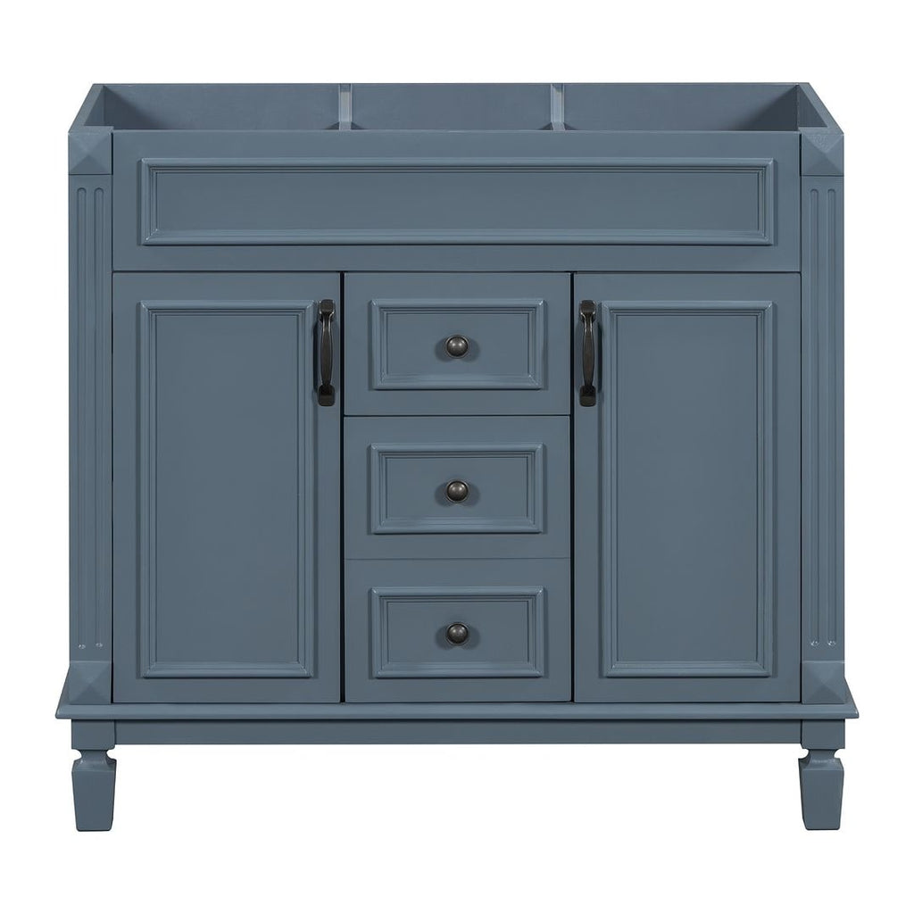 Meuble-lavabo moderne de 91 cm (36 pouces) pour salle de bain avec lavabo intégré et armoire à miroir, 2 portes et 2 tiroirs.