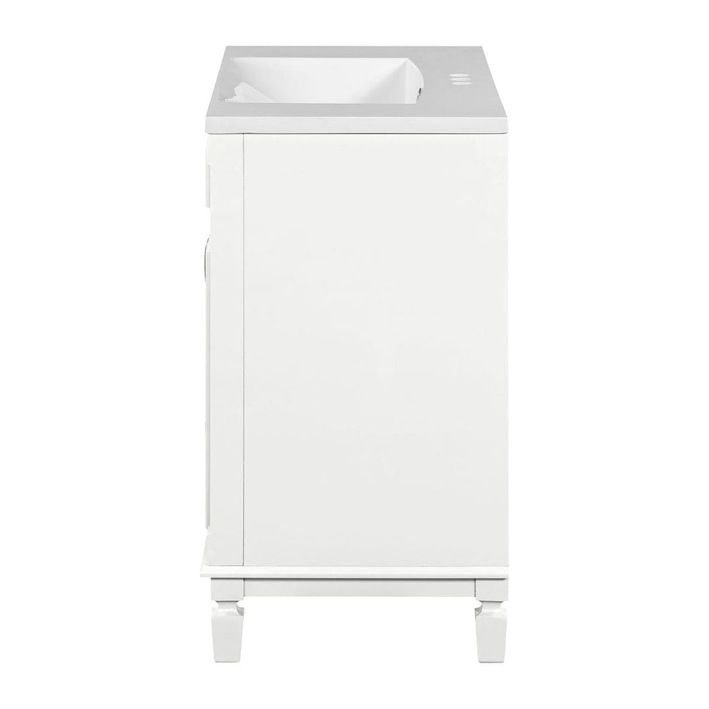 Meuble-lavabo moderne de 91 cm (36 pouces) pour salle de bain avec lavabo intégré et armoire à miroir, 2 portes et 2 tiroirs.