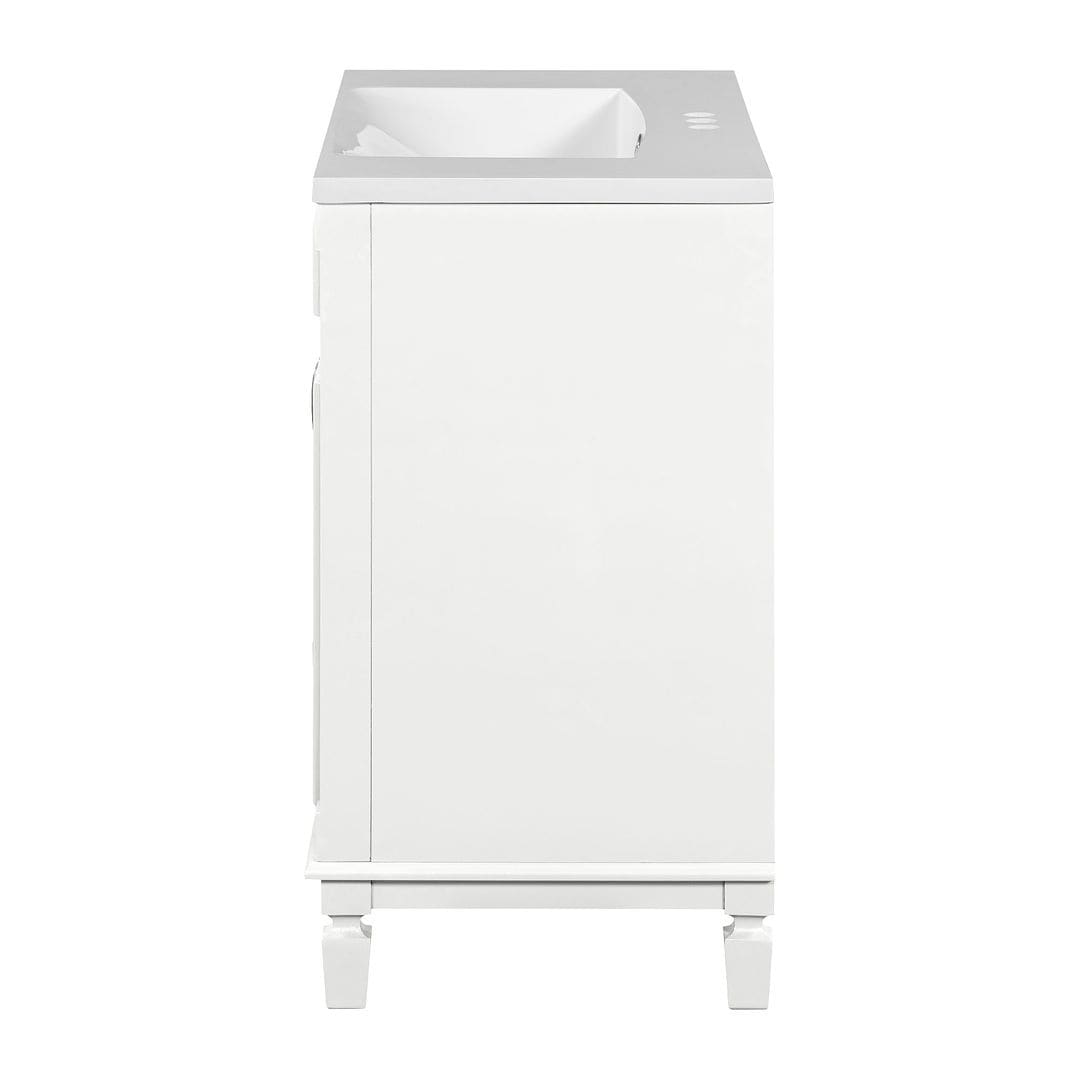 Meuble-lavabo moderne de 91 cm (36 pouces) pour salle de bain avec lavabo intégré et armoire à miroir, 2 portes et 2 tiroirs.
