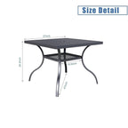 Table rectangulaire de jardin en métal à lattes avec trou pour parasol, 60 x 37 pouces, pour 6 personnes.
