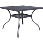 Table rectangulaire de jardin en métal à lattes avec trou pour parasol, 60 x 37 pouces, pour 6 personnes.