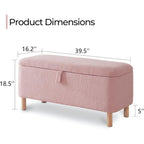 Banquette de rangement en bouclé blanc cassé Sherpa, 39,5 pouces, pouf de rangement, repose-pieds, pour salon, chambre à coucher, avec pieds en bois.