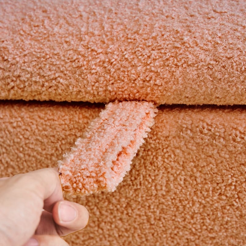 Banquette de rangement en bouclé blanc cassé Sherpa, 39,5 pouces, pouf de rangement, repose-pieds, pour salon, chambre à coucher, avec pieds en bois.