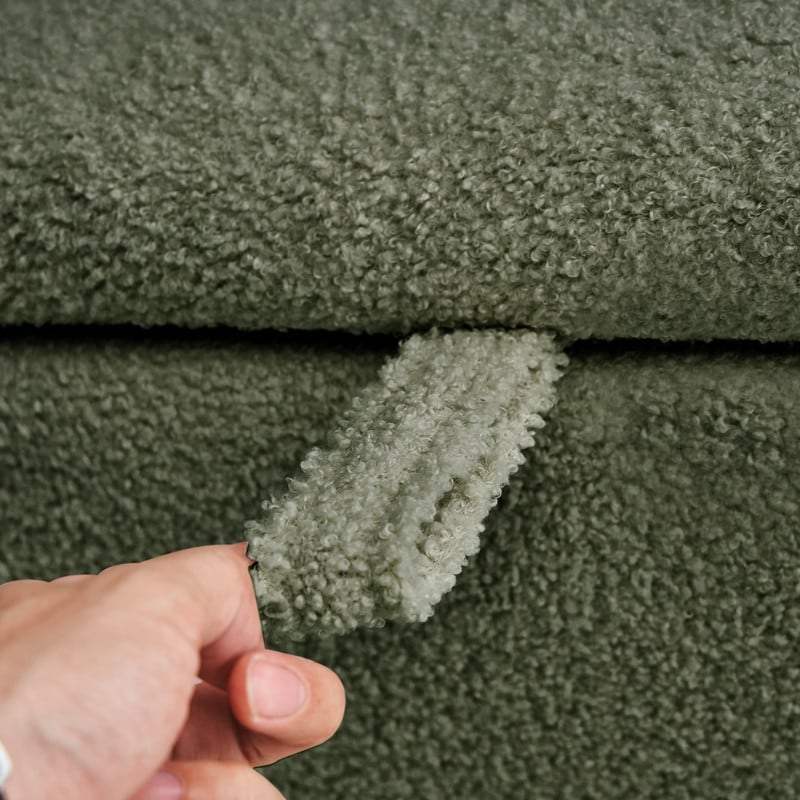 Banquette de rangement en bouclé blanc cassé Sherpa, 39,5 pouces, pouf de rangement, repose-pieds, pour salon, chambre à coucher, avec pieds en bois.