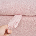 Banquette de rangement en bouclé blanc cassé Sherpa, 39,5 pouces, pouf de rangement, repose-pieds, pour salon, chambre à coucher, avec pieds en bois.