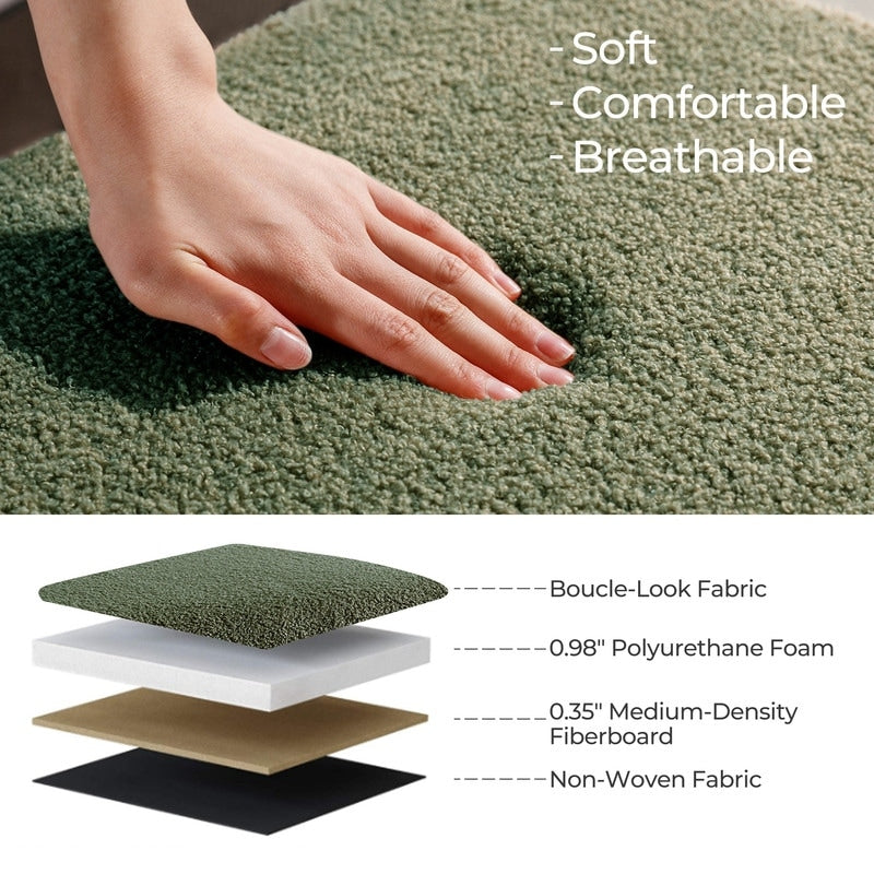 Banquette de rangement en bouclé blanc cassé Sherpa, 39,5 pouces, pouf de rangement, repose-pieds, pour salon, chambre à coucher, avec pieds en bois.