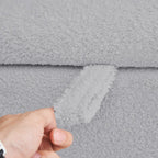 Banquette de rangement en bouclé blanc cassé Sherpa, 39,5 pouces, pouf de rangement, repose-pieds, pour salon, chambre à coucher, avec pieds en bois.