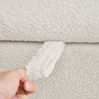 Banquette de rangement en bouclé blanc cassé Sherpa, 39,5 pouces, pouf de rangement, repose-pieds, pour salon, chambre à coucher, avec pieds en bois.