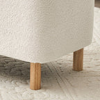 Banquette de rangement en bouclé blanc cassé Sherpa, 39,5 pouces, pouf de rangement, repose-pieds, pour salon, chambre à coucher, avec pieds en bois.