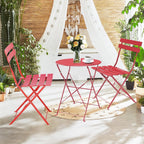Ensemble bistro pliable en métal 3 pièces, résistant aux intempéries, idéal pour l'intérieur et l'extérieur, avec terrasse, jardin ou cour.