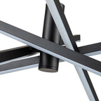 Luminaire suspendu linéaire en forme d'étoile de Sputnik, en aluminium noir/doré moderne, à LED, pour salon/salle à manger/cuisine.