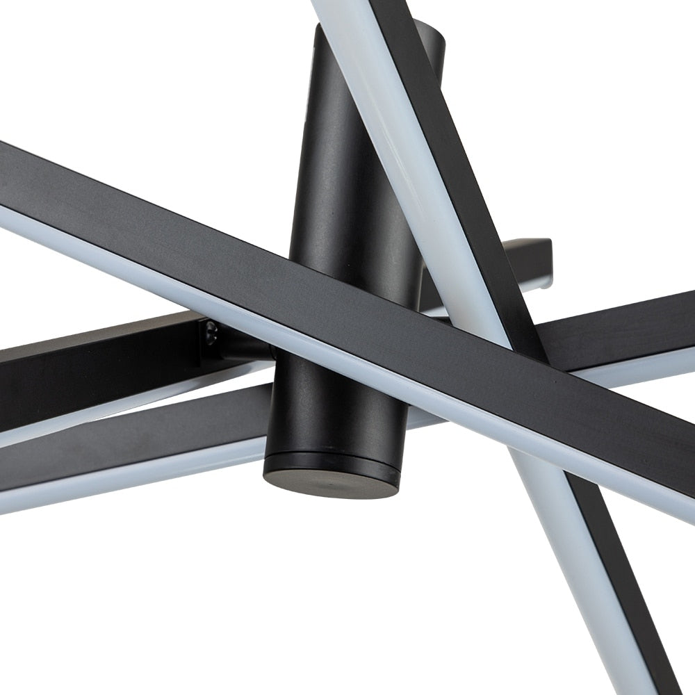 Luminaire suspendu linéaire en forme d'étoile de Sputnik, en aluminium noir/doré moderne, à LED, pour salon/salle à manger/cuisine.