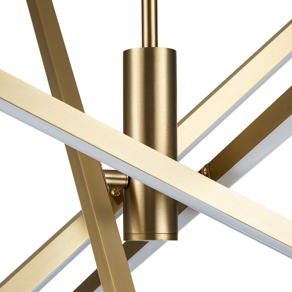 Luminaire suspendu linéaire en forme d'étoile de Sputnik, en aluminium noir/doré moderne, à LED, pour salon/salle à manger/cuisine.