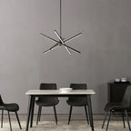 Luminaire suspendu linéaire en forme d'étoile de Sputnik, en aluminium noir/doré moderne, à LED, pour salon/salle à manger/cuisine.
