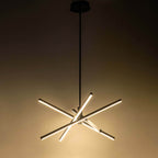 Luminaire suspendu linéaire en forme d'étoile de Sputnik, en aluminium noir/doré moderne, à LED, pour salon/salle à manger/cuisine.