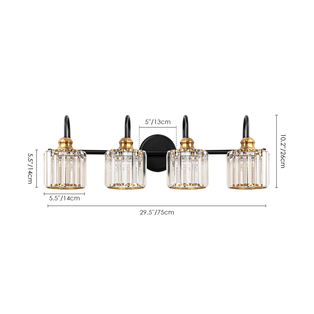 Chrome/ Noir/ Or Moderne Murale pour Salle de Bain et Toilettes, Lustre à Cristaux, Eclairage de Miroir, Eclairage de Meuble-lavabo