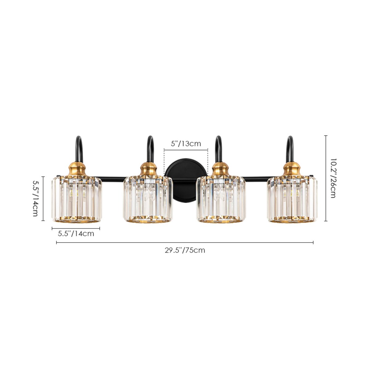 Chrome/ Noir/ Or Moderne Murale pour Salle de Bain et Toilettes, Lustre à Cristaux, Eclairage de Miroir, Eclairage de Meuble-lavabo