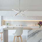 Luminaire suspendu linéaire en forme d'étoile de Sputnik, en aluminium noir/doré moderne, à LED, pour salon/salle à manger/cuisine.