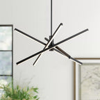 Luminaire suspendu linéaire en forme d'étoile de Sputnik, en aluminium noir/doré moderne, à LED, pour salon/salle à manger/cuisine.