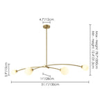 Suspension moderne simple en forme de sputnik à 4 lumières, couleur or, pour îlot de cuisine/salle à manger - 130,5 cm L x 28 cm P x 15 cm H