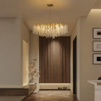 Luminaire rectangulaire moderne en cristal doré de 102 cm (40 po) avec branches d'arbre, idéal pour la salle à manger, la cuisine ou l'îlot central.