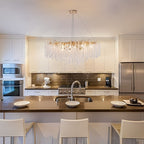 Luminaire rectangulaire moderne en cristal doré de 102 cm (40 po) avec branches d'arbre, idéal pour la salle à manger, la cuisine ou l'îlot central.