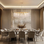 Luminaire rectangulaire moderne en cristal doré de 102 cm (40 po) avec branches d'arbre, idéal pour la salle à manger, la cuisine ou l'îlot central.