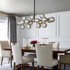 Luminaire suspendu linéaire à 16 lumières, style moderne du milieu du siècle, en laiton doré, avec globe en verre dépoli, 102 cm (40 po) pour salle à manger