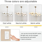 Luminaire suspendu linéaire à 16 lumières, style moderne du milieu du siècle, en laiton doré, avec globe en verre dépoli, 102 cm (40 po) pour salle à manger