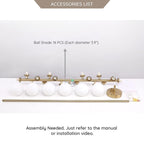 Luminaire suspendu linéaire à 16 lumières, style moderne du milieu du siècle, en laiton doré, avec globe en verre dépoli, 102 cm (40 po) pour salle à manger