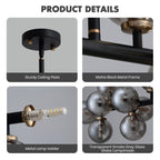 Luminaire suspendu linéaire à 16 lumières, style moderne du milieu du siècle, en laiton doré, avec globe en verre dépoli, 102 cm (40 po) pour salle à manger