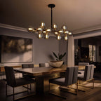 Luminaire suspendu linéaire à 16 lumières, style moderne du milieu du siècle, en laiton doré, avec globe en verre dépoli, 102 cm (40 po) pour salle à manger