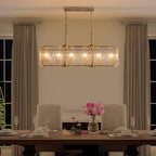 Luminaires suspendus rectangulaires modernes en cristal de 40 pouces, 16 lumières, dorés en laiton, pour salle à manger, salon, îlot de cuisine.