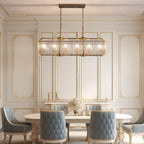 Luminaires suspendus rectangulaires modernes en cristal de 40 pouces, 16 lumières, dorés en laiton, pour salle à manger, salon, îlot de cuisine.