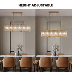 Luminaires suspendus rectangulaires modernes en cristal de 40 pouces, 16 lumières, dorés en laiton, pour salle à manger, salon, îlot de cuisine.