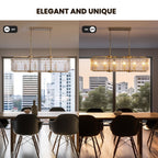 Luminaires suspendus rectangulaires modernes en cristal de 40 pouces, 16 lumières, dorés en laiton, pour salle à manger, salon, îlot de cuisine.