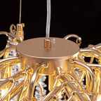 Luminaire rectangulaire moderne en cristal doré de 102 cm (40 po) avec branches d'arbre, idéal pour la salle à manger, la cuisine ou l'îlot central.