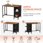 Îlot de cuisine de 43 pouces de large, table de cuisine avec 5 étagères ouvertes.