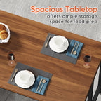 Îlot de cuisine de 43 pouces de large, table de cuisine avec 5 étagères ouvertes.