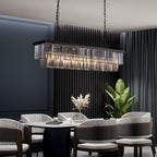 Luminaire suspendu à 2 niveaux pour îlot de cuisine, salle à manger, style moderne et contemporain, en cristal gris fumé et noir, 47 po.